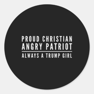 Adesivo Redondo Orgulhosa Cristã Trump Garota Republicana Conserva