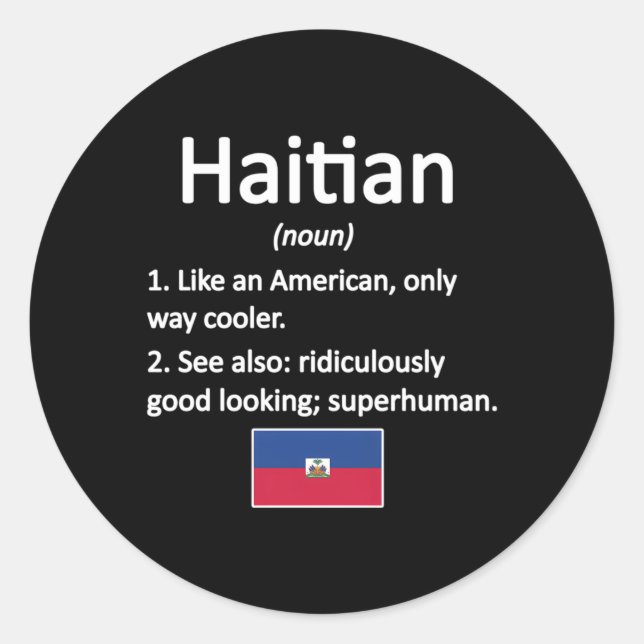 Adesivo Redondo Orgulhosa Definição Haitiana Bandeira do Haiti Raí (Frente)