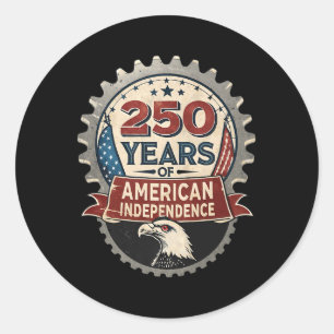 Adesivo Redondo Orgulhosa Indústria Americana - 250 Anos De Améric