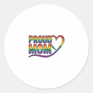 Adesivo Redondo Orgulhosa Mãe Coração Arco-Íris Design de Gravação