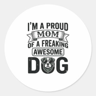 Adesivo Redondo Orgulhosa Mãe de Cachorro Desenho Vetorial de Grav