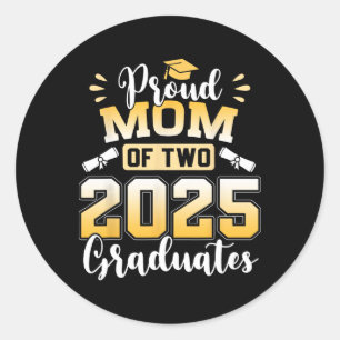 Adesivo Redondo Orgulhosa Mãe De Dois Formandos De 2025 Mais velho