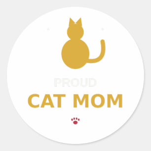 Adesivo Redondo Orgulhosa Mãe de Gato – Presente Divertido para Am