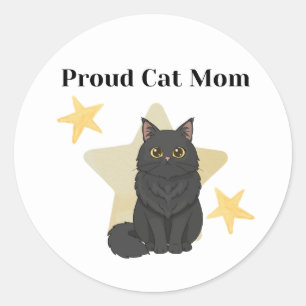 Adesivo Redondo Orgulhosa Mãe de Gato temática Estrelas