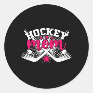 Adesivo Redondo Orgulhosa Mãe de Hockey Esportes de Inverno Mãe de