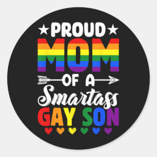 Adesivo Redondo Orgulhosa Mãe De Um Filho Gay Inteligente, Lgbtq,