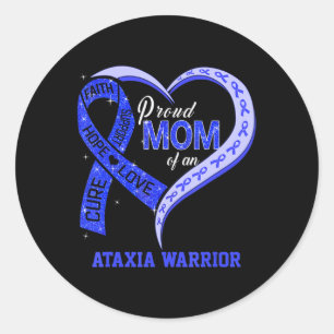 Adesivo Redondo Orgulhosa Mãe De Um Guerreiro Ataxia, Matchin Azul