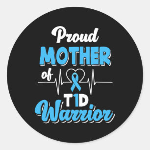 Adesivo Redondo Orgulhosa Mãe De Um Guerreiro Da T1D Diabetes Aw