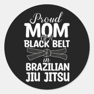 Adesivo Redondo Orgulhosa Mãe De Uma Faixa Preta Em Jiu Jitsu Bras