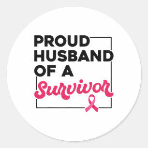 Adesivo Redondo Orgulhosa Marido Da Consciência Do Cancer De Sobre