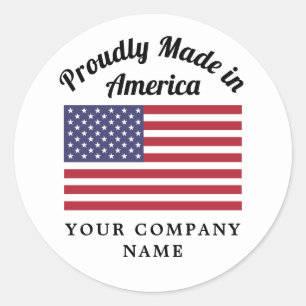 Adesivo Redondo Orgulhosamente feito na bandeira americana