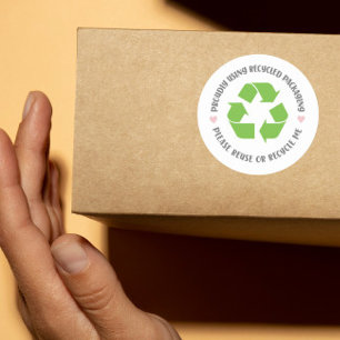 Adesivo Redondo orgulhosamente usando o eco de embalagem de recicl