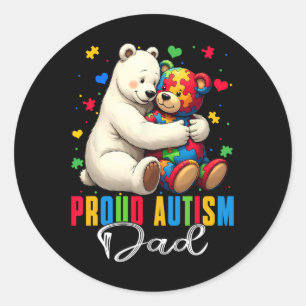 Adesivo Redondo Orgulhoso Autismo Pai Ursa Autismo Atenção tão Aut