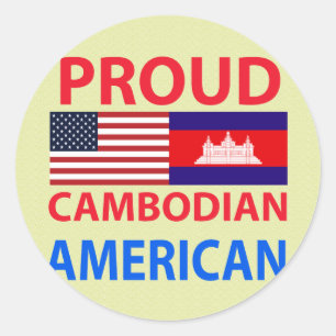 Adesivo Redondo Orgulhoso cambojano americano
