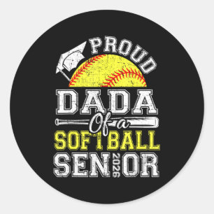Adesivo Redondo Orgulhoso Dada 2026 Softbol Sênior