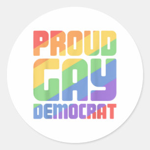Adesivo Redondo Orgulhoso Democrata Gay Engraçado LGBT