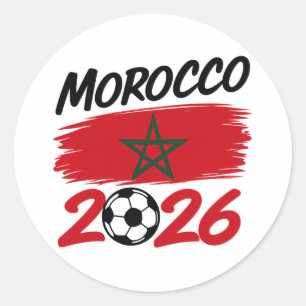 Adesivo Redondo Orgulhoso Fã de Futebol Marrocos 2026