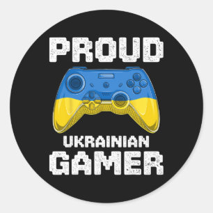 Adesivo Redondo Orgulhoso Gamer Ucraniano Bandeira da Ucrânia Vide
