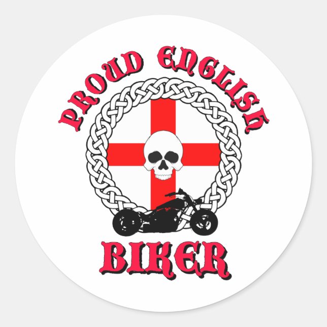 Adesivo Redondo Orgulhoso inglês Biker (Frente)
