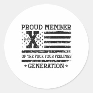 Adesivo Redondo Orgulhoso Membro Do Seu Sentimento Gen X Usa 4th O