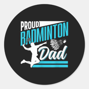 Adesivo Redondo Orgulhoso Pai de Badminton Amante Jogador Equipe P