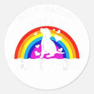 Adesivo Redondo Orgulhoso pai de um cão gay LGBT, cão-arco-íris en