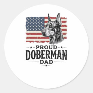 Adesivo Redondo Orgulhoso Pai Doberman Bandeira Vintage Vetor Desi