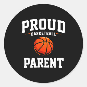 Adesivo Redondo Orgulhoso pai mãe engraçado basquete jogo quadra
