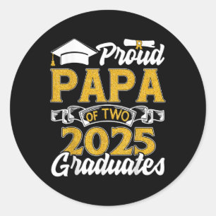 Adesivo Redondo Orgulhoso Papa De Dois Gêmeos De 2025 Formandos