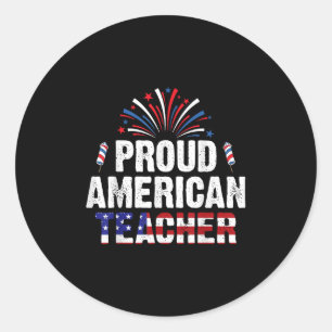 Adesivo Redondo Orgulhoso Professor Americano Educador Usa Patriót