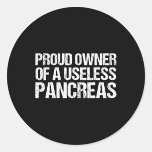 Adesivo Redondo Orgulhoso Proprietário De Uma Diabetes Pâncreas In