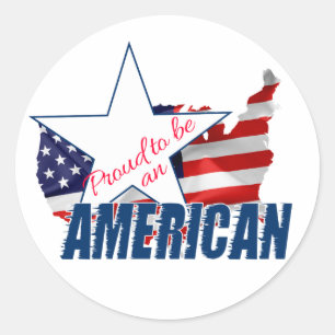 Adesivo Redondo Orgulhoso ser um americano