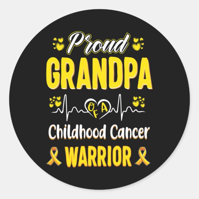 Adesivo Redondo orgulhoso vovô, cancer de infância, conscientizaçã (Frente)