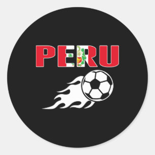 Adesivo Redondo Orgulhosos Fãs de Futebol do Peru Camisa Bandeira