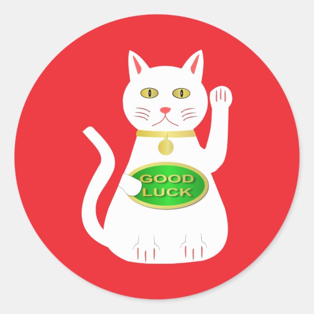 Adesivo Redondo Oriental Lucky Cat (Frente)