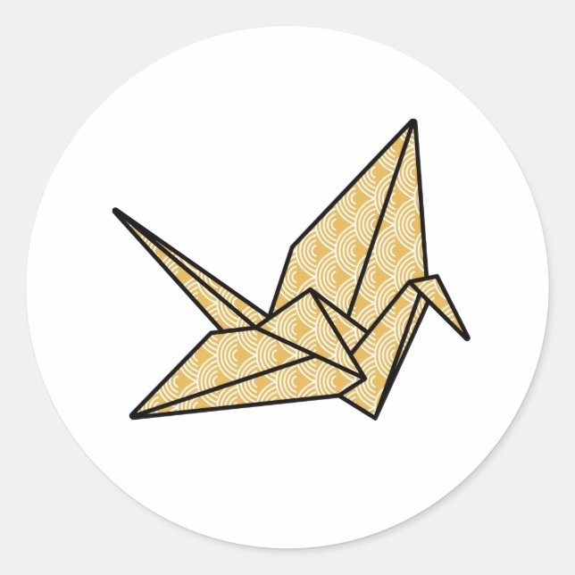 Adesivo Redondo Origami Crane (Frente)