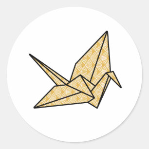 Adesivo Redondo Origami Crane