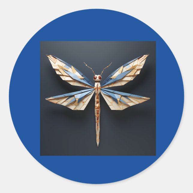 Adesivo Redondo origami dragonfly (Frente)