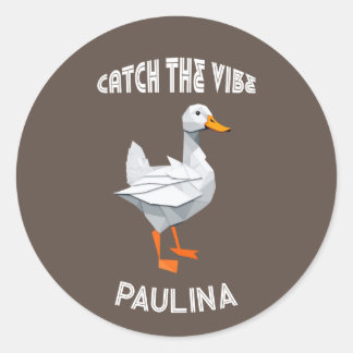 Adesivo Redondo Origami duck Catch the Vibe retro font
