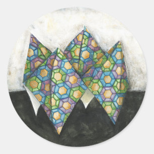 Adesivo Redondo Origami Fortune Teller em Papel Geométrico