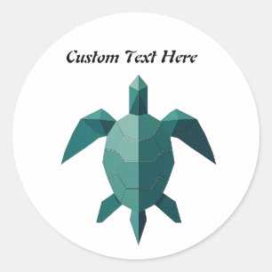 Adesivo Redondo Origami Turtle Beach Art
