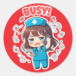 Adesivo Redondo Original Chibi Nurse 3.0 - Busy