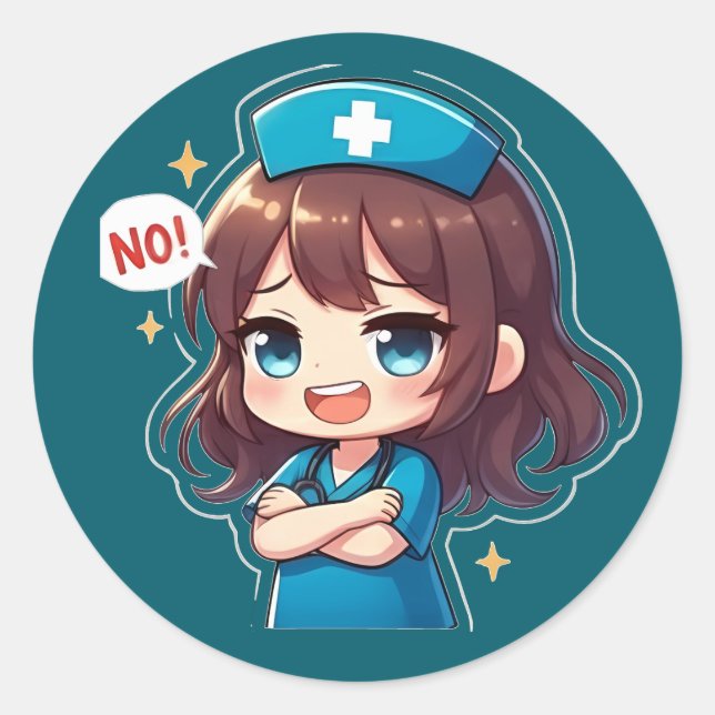 Adesivo Redondo Original Chibi Nurse - Sassy Nursing Life (Frente)