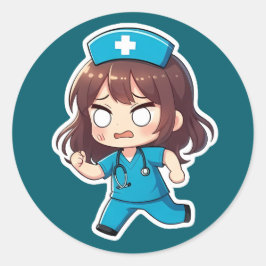 Adesivo Redondo Original Chibi Nurse - The Hectic Shift