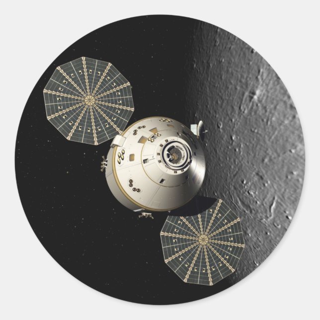 Adesivo Redondo Órion Spacecraft em órbita lunar (Frente)