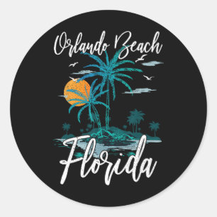 Adesivo Redondo Orlando Beach Family Vacing Palm Tree Su