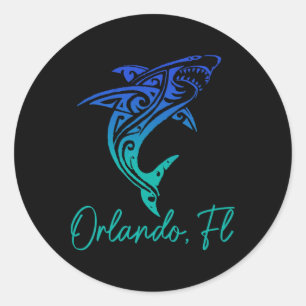 Adesivo Redondo Orlando Fl Tubarão Scu Mergulho Surfista Surf Flór