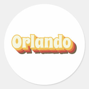 Adesivo Redondo Orlando Retro Vintage Text