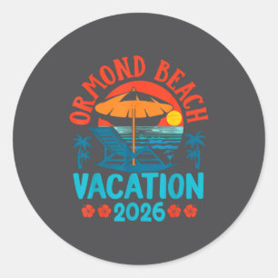 Adesivo Redondo Ormond Beach Flórida 2026 Férias em Família Praia