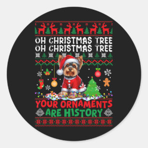 Adesivo Redondo Ornações De Árvores Do Xmas São História, Sweater